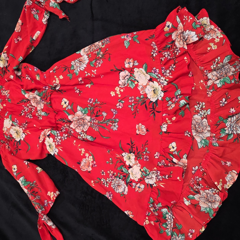 Rare Editions Red Floral Dress Size: 6x